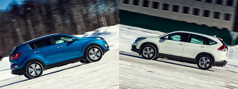 сравнительный тест драйв Honda CR-V и Kia Sportage 2013