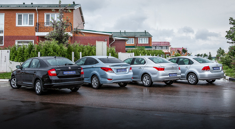 Сравнительный тест-драйв Skoda Rapid, Volkswagen Polo, Citroen C-Elysee и Hyundai Solaris
